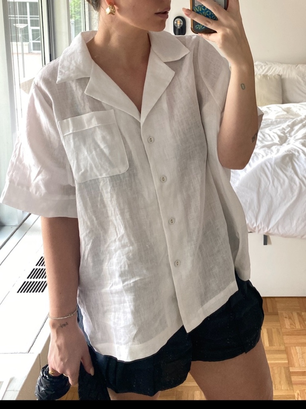 Dissh linen short sleeve button down shirt